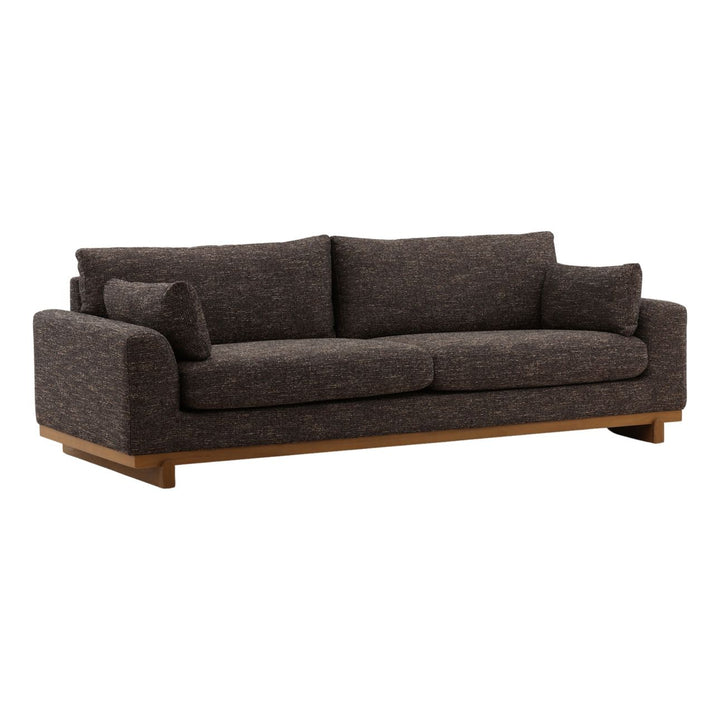 Amallen Tweed Elm Sofa, Brown, three-quarter studio view