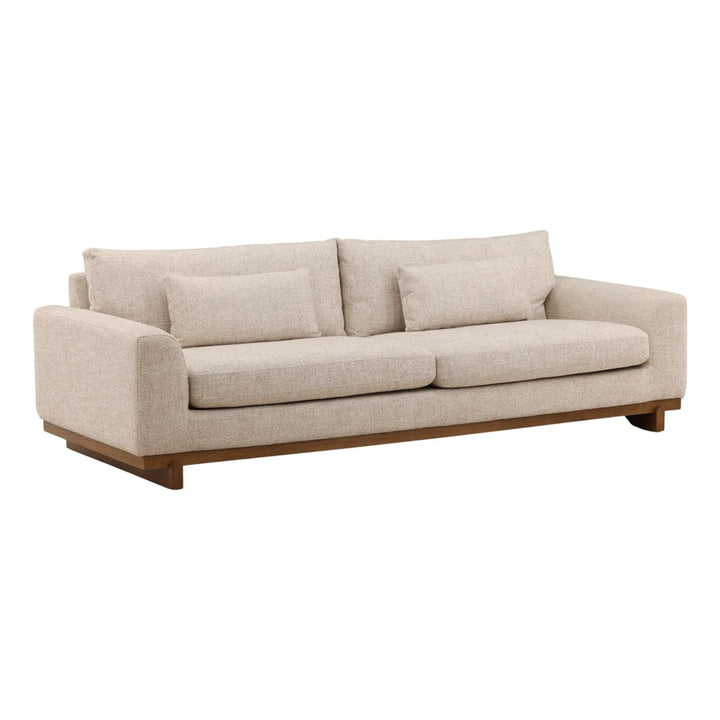 Amallen Tweed Elm Sofa, Fawn, three-quarter studio view