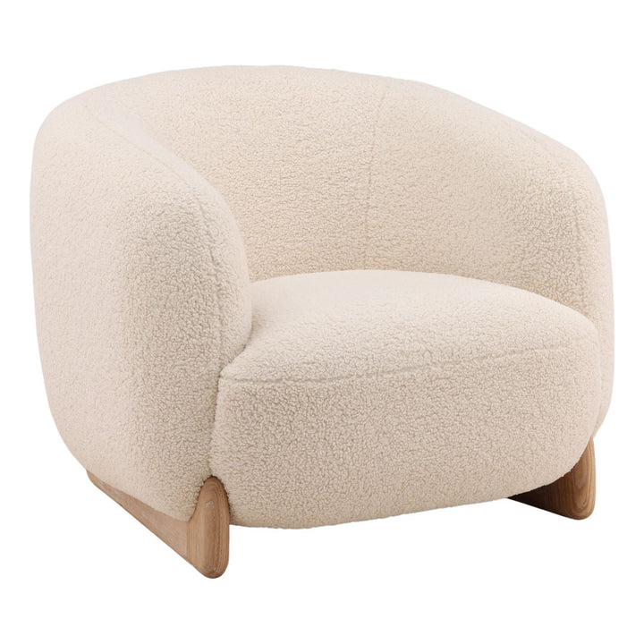 Montessa Cream Sherpa Lounge Chair, three-quarter studio view