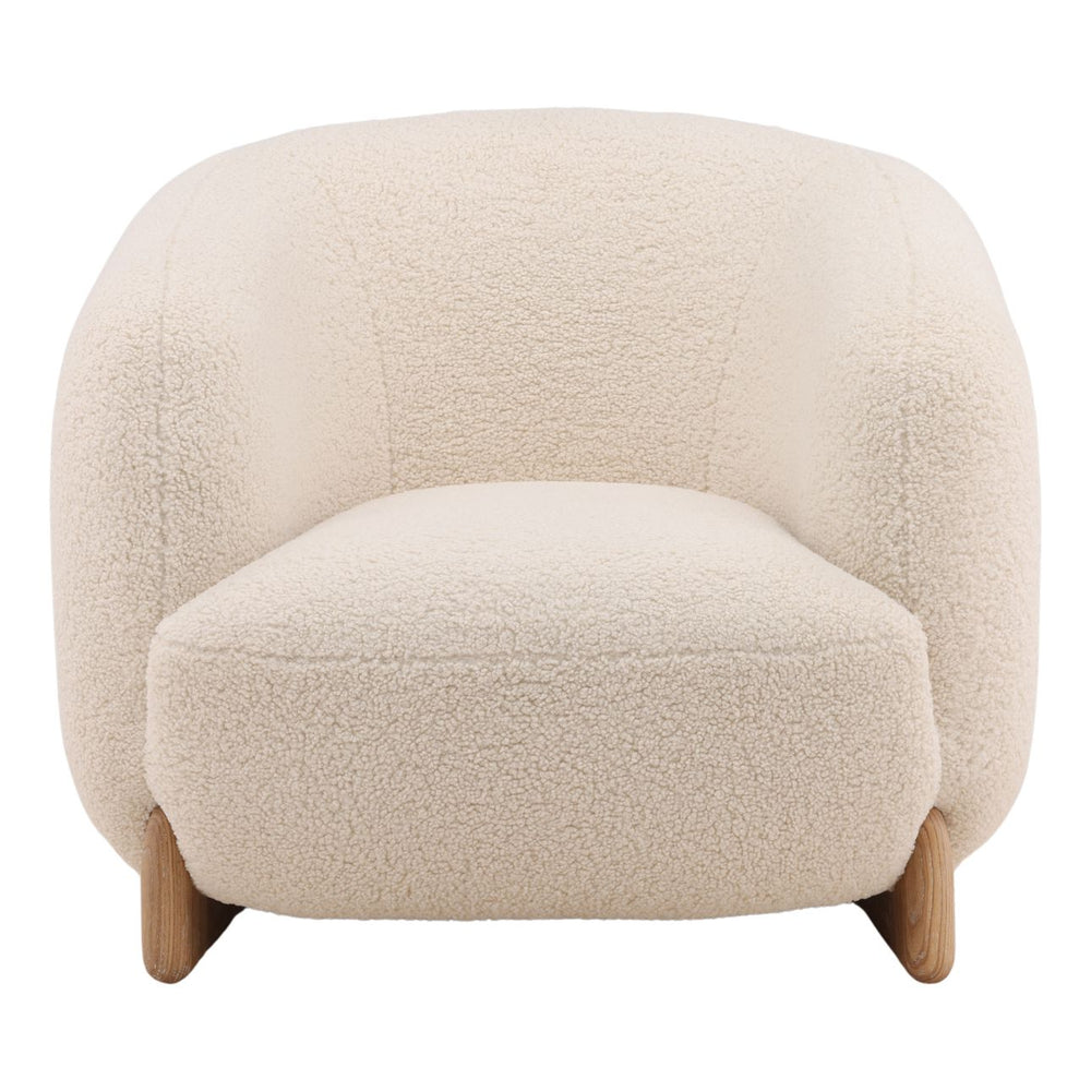 Montessa Cream Sherpa Lounge Chair, front view