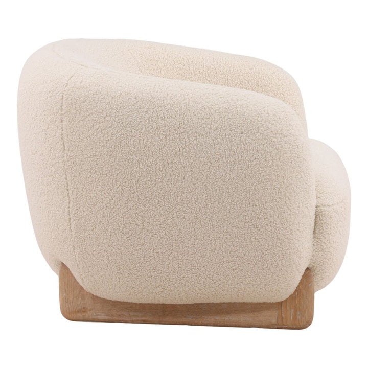 Montessa Cream Sherpa Lounge Chair, profile view