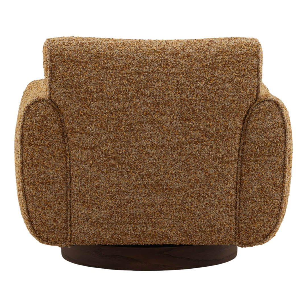 Ercelle Boucle Wood Base Swivel Chair, Ginger, back view