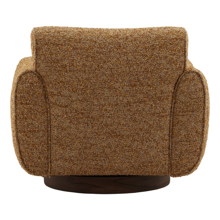 Ercelle Boucle Wood Base Swivel Chair, Ginger, back view