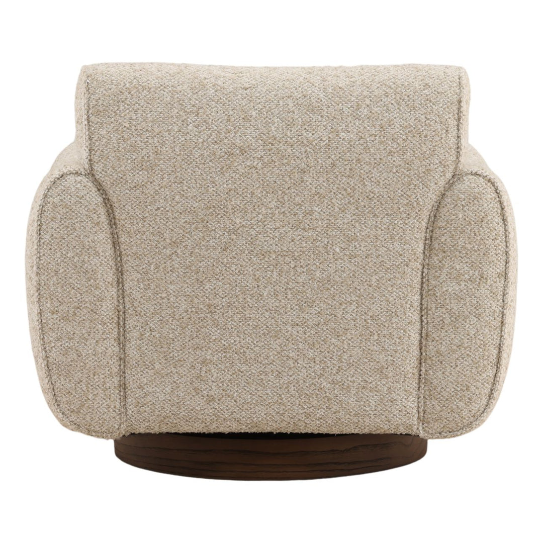 Ercelle Boucle Wood Base Swivel Chair, Oatmeal, back view