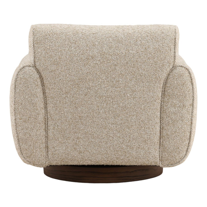 Ercelle Boucle Wood Base Swivel Chair, Oatmeal, back view