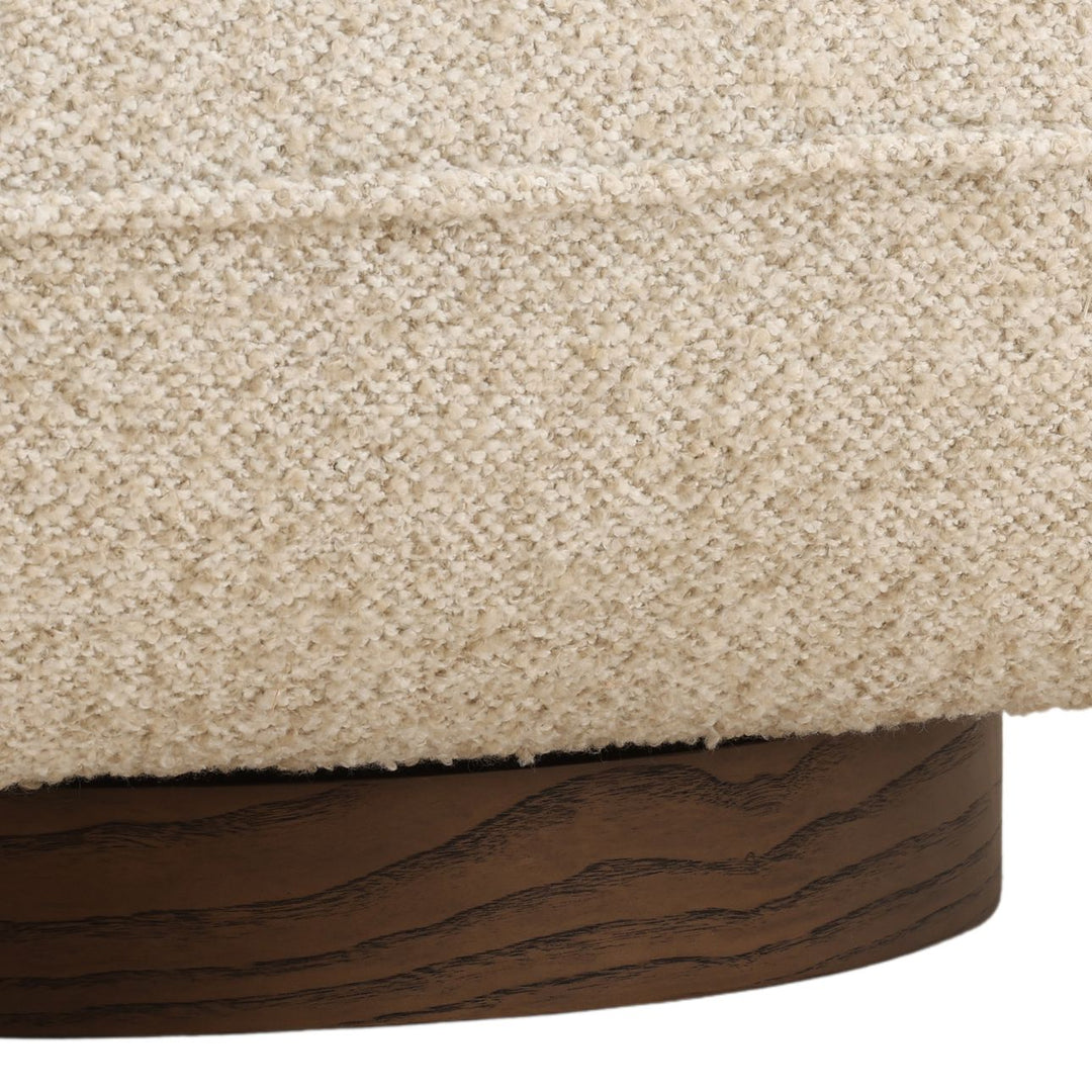 Ercelle Boucle Wood Base Swivel Chair, Oatmeal, detail 3 view