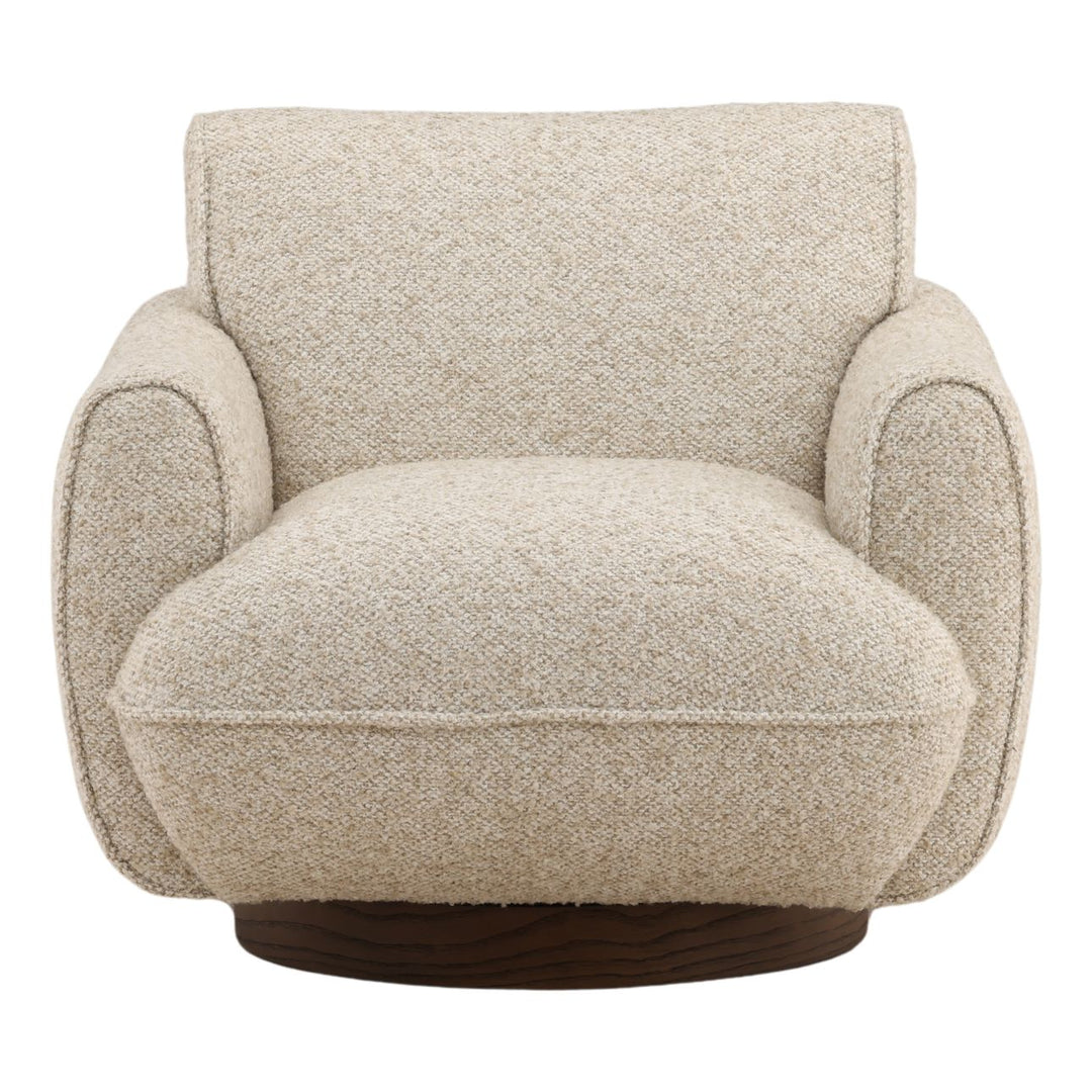 Ercelle Boucle Wood Base Swivel Chair, Oatmeal, front view