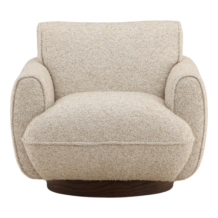 Ercelle Boucle Wood Base Swivel Chair, Oatmeal, front view