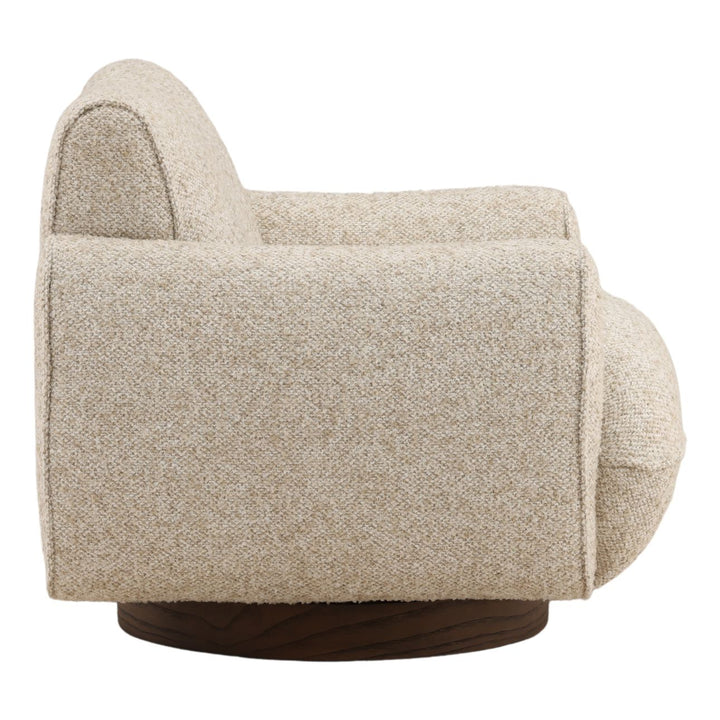Ercelle Boucle Wood Base Swivel Chair, Oatmeal, profile view
