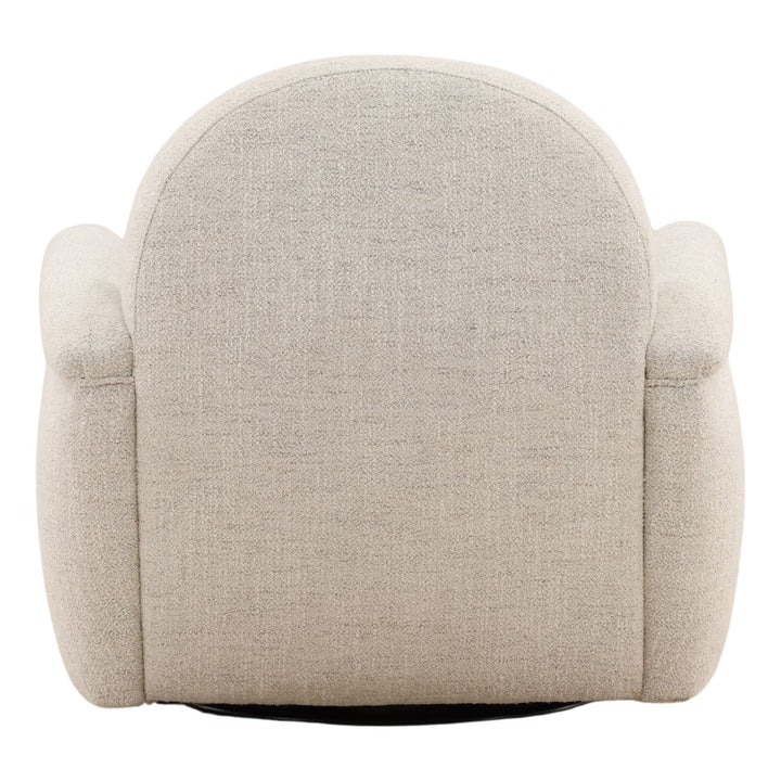 Greta Off White Chenille Swivel Chair, back view