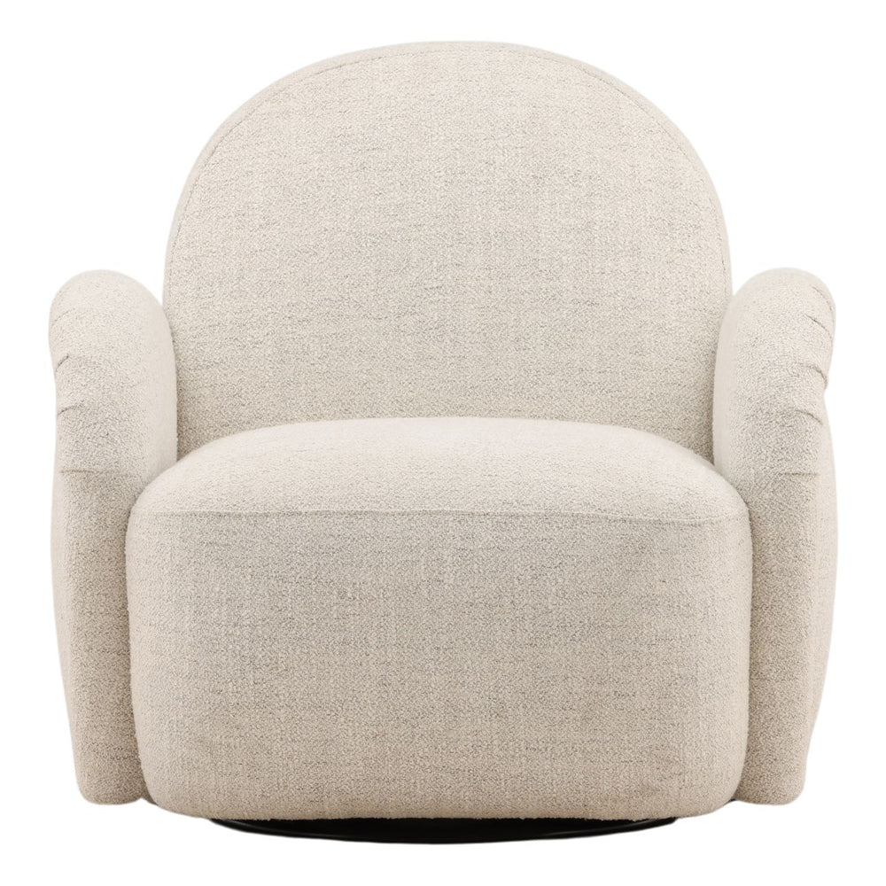 Greta Off White Chenille Swivel Chair, front view