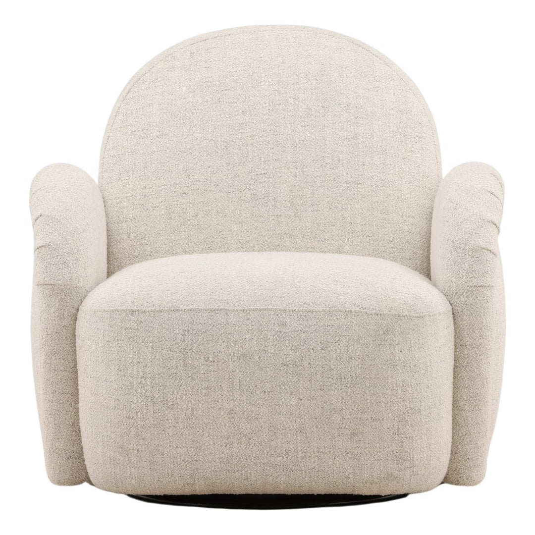 Greta Off White Chenille Swivel Chair, front view