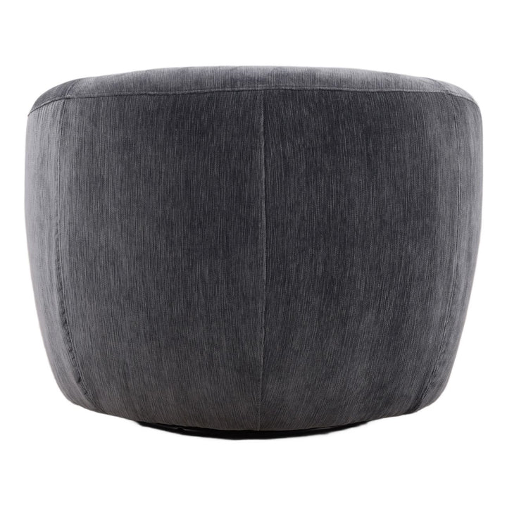 Rosen Chenille and Velvet Swivel Chair, Blue, back view
