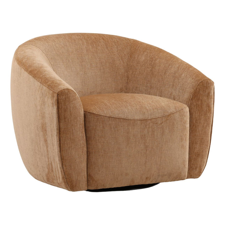Rosen Chenille and Velvet Swivel Chair, Rose, three-quarter studio view