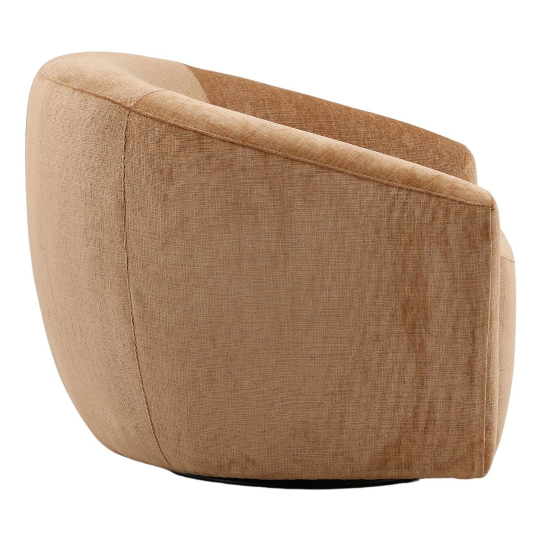 Rosen Chenille and Velvet Swivel Chair, Rose, profile view