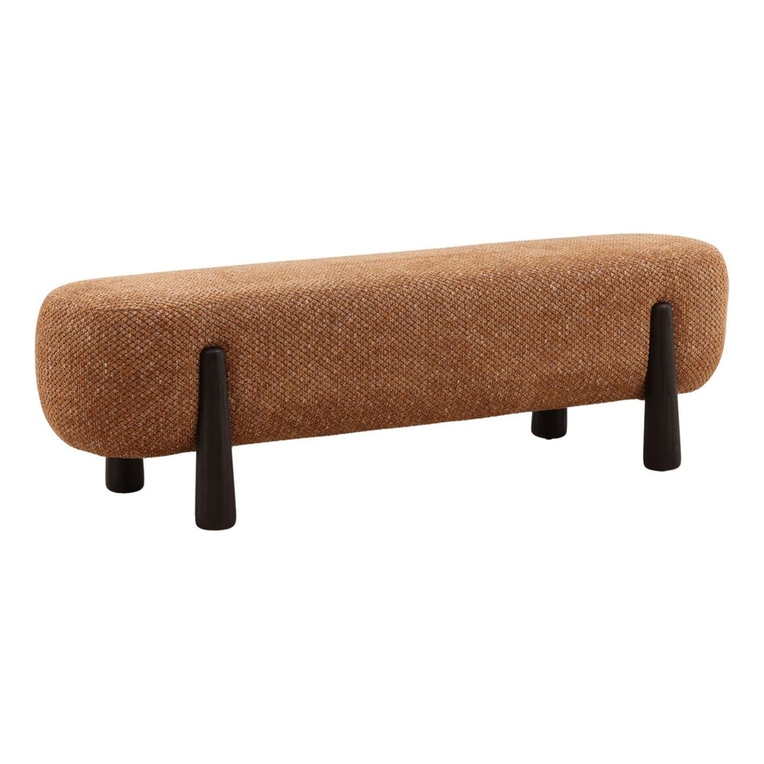 Maren Upholstered Bench, Ginger, three-quarter studio view