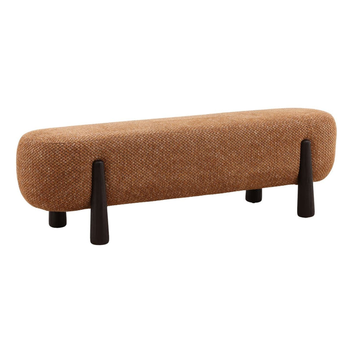 Maren Upholstered Bench, Ginger, three-quarter studio view