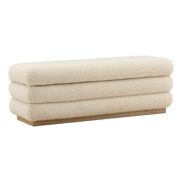 Aurea Storage Bench, three-quarter studio view