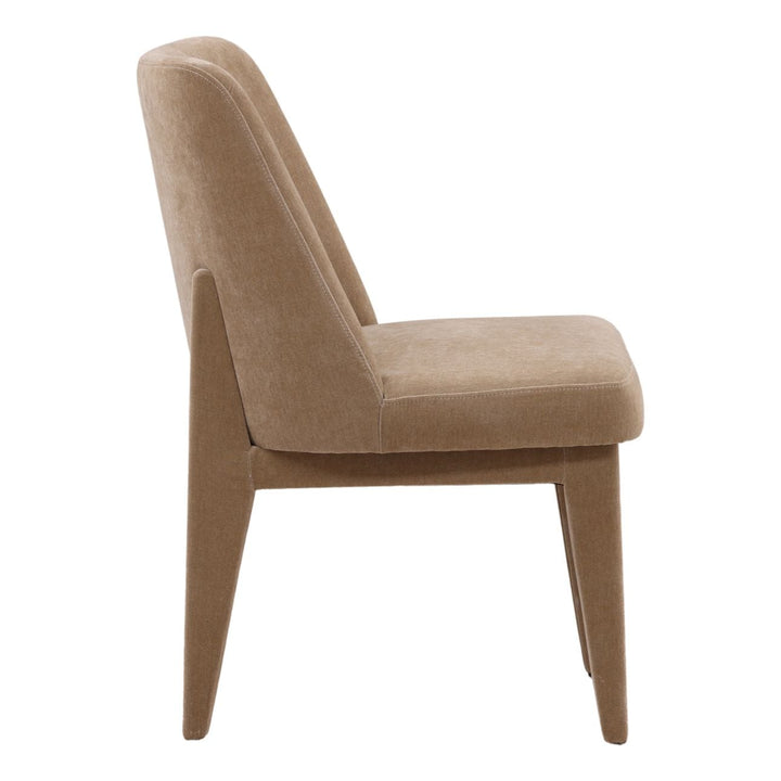 Nella Sand Velvet Dining Chair, profile view