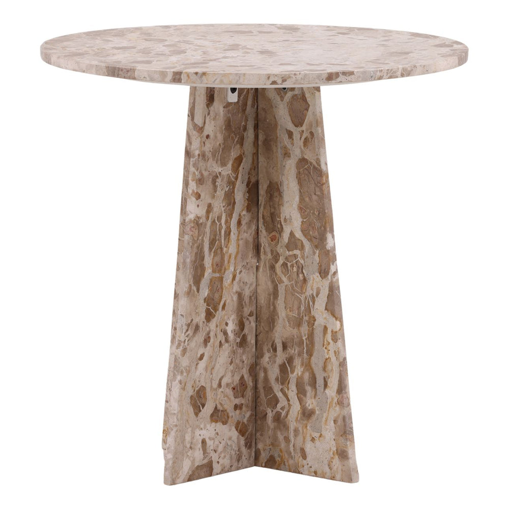 Caldren Beige Marble Bistro Table, front view