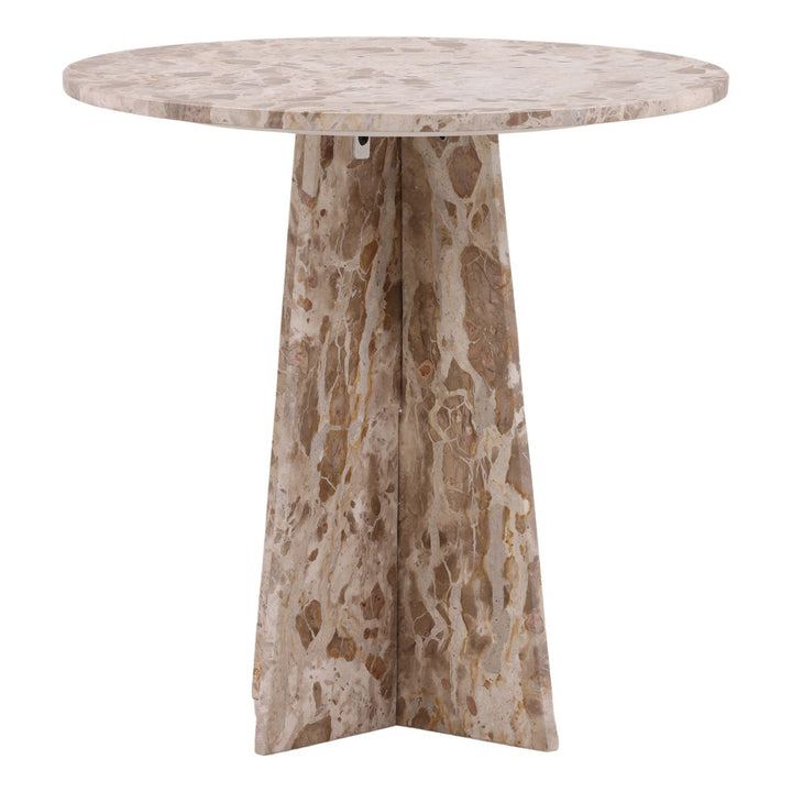 Caldren Beige Marble Bistro Table, front view