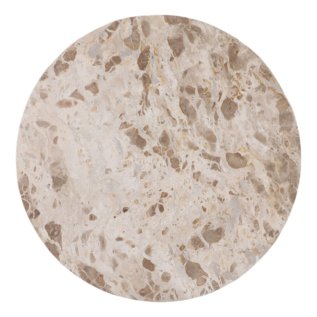 Caldren Beige Marble Bistro Table, overhead view