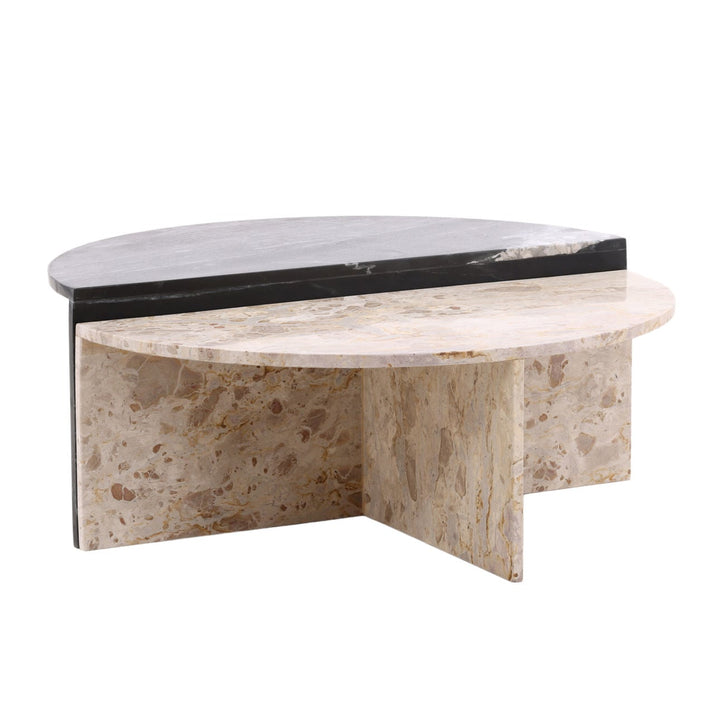 Sylva Marble Coffee Tables - Set of 2, three-quarter studio view