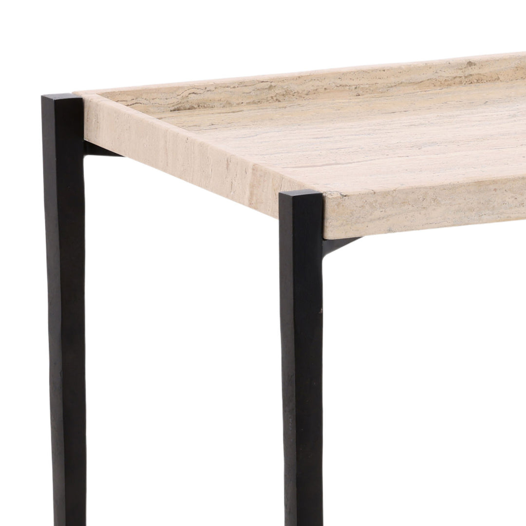 Rosa Travertine Side Table, detail 2 view