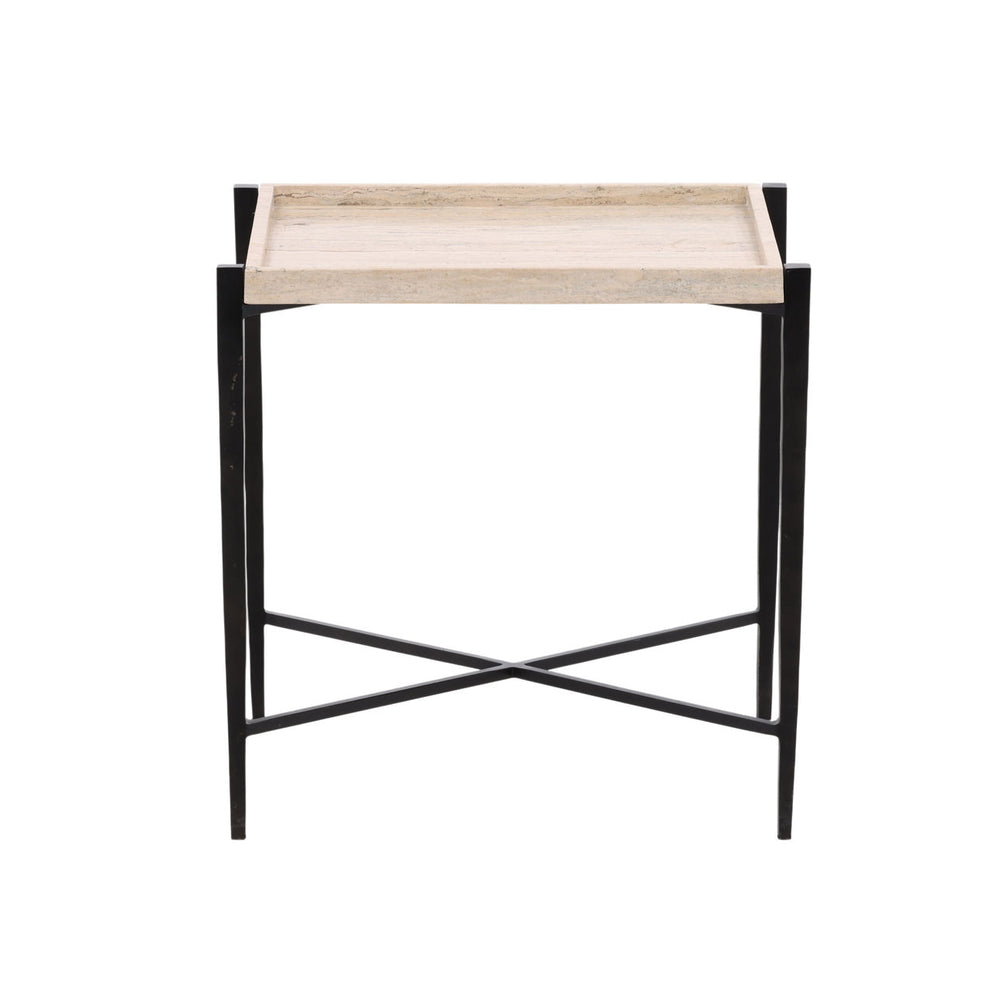Rosa Travertine Side Table, front view