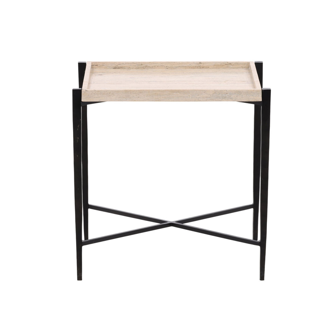 Rosa Travertine Side Table, front view