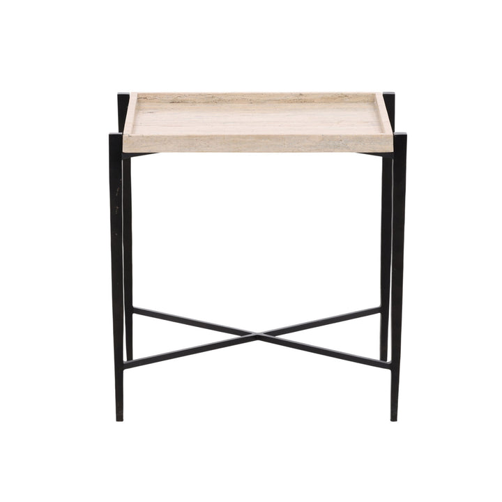 Rosa Travertine Side Table, front view