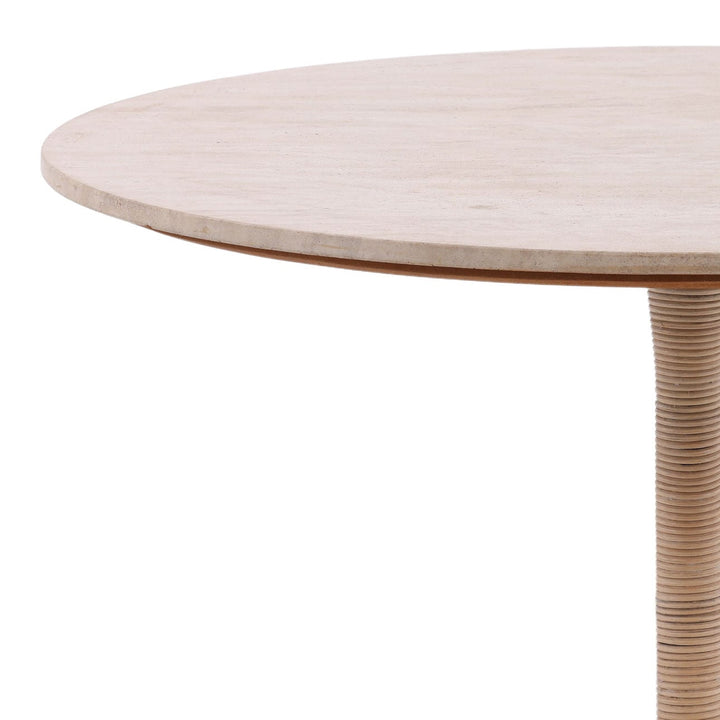 Martelle Travertine Cane Counter Table, detail 1 view