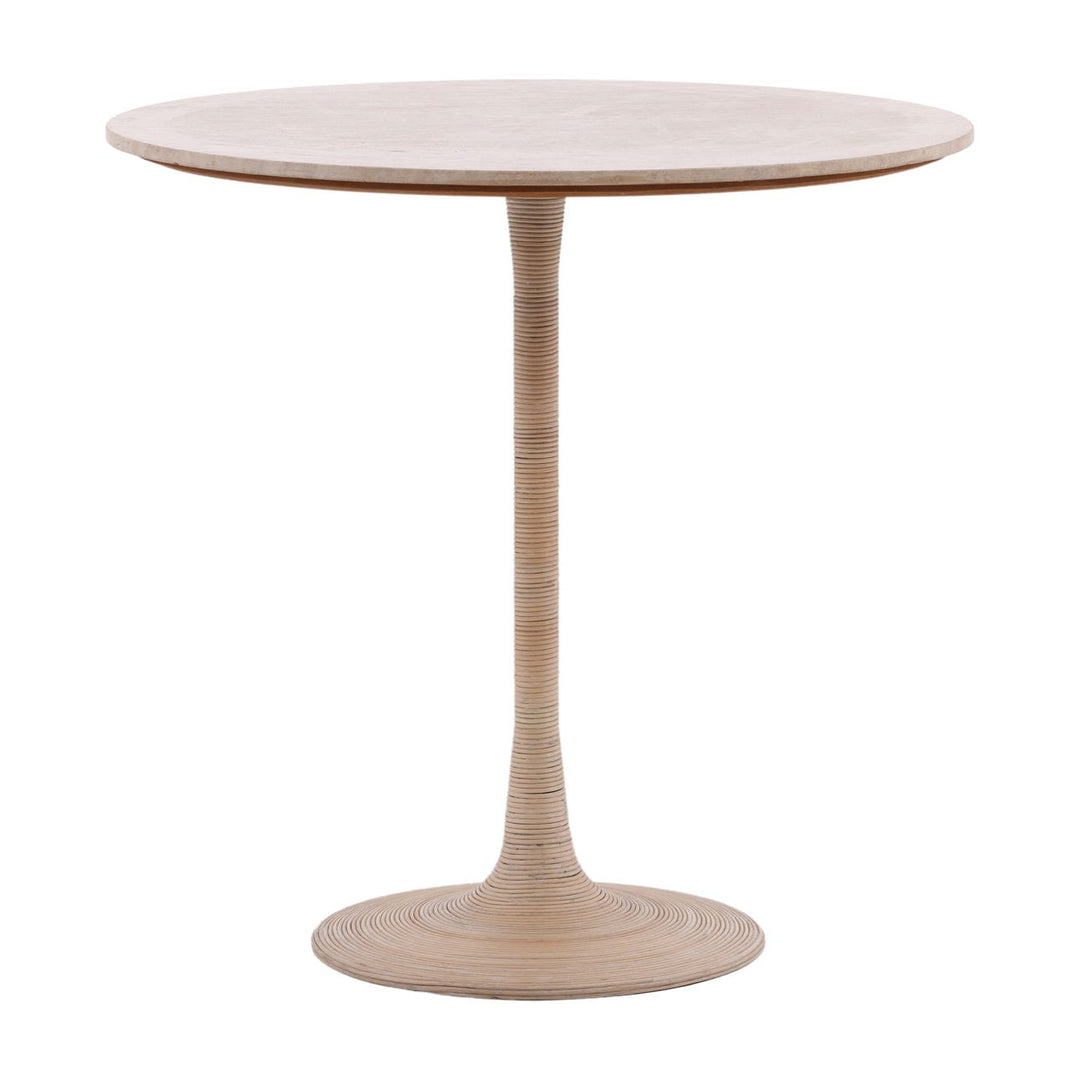 Martelle Travertine Cane Counter Table, three-quarter studio view