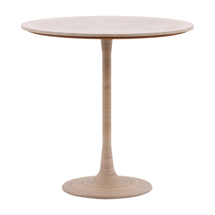 Martelle Travertine Cane Counter Table, three-quarter studio view