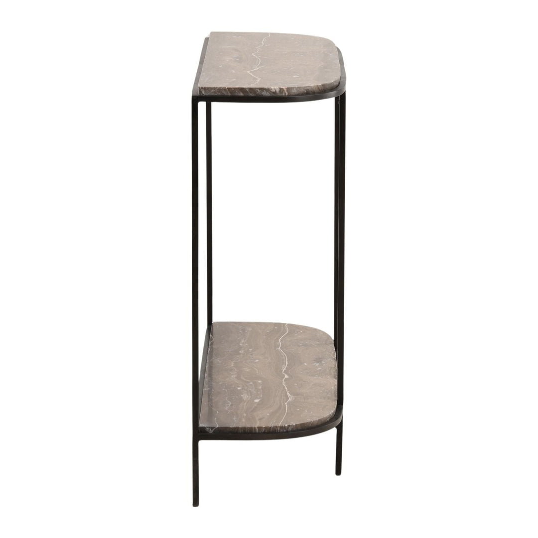 Briar Brown Marble Console Table, profile view