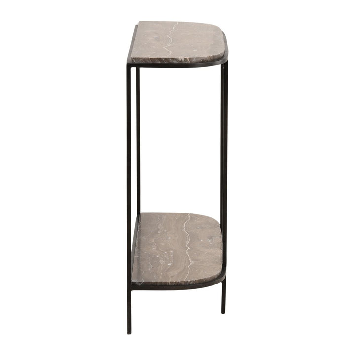 Briar Brown Marble Console Table, profile view