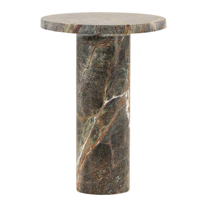 Malach Green Marble Side Table, three-quarter studio view