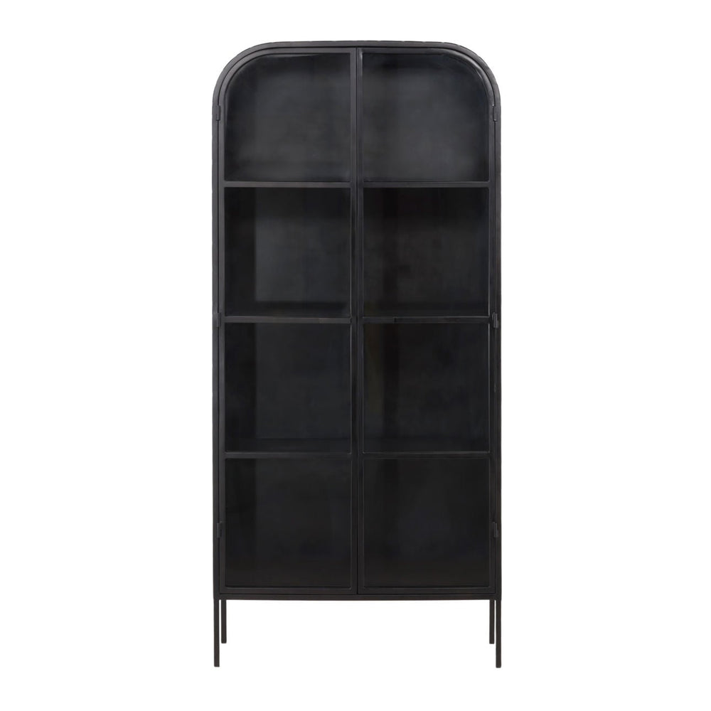 Halen Black Glass Storage Cabinet, front view