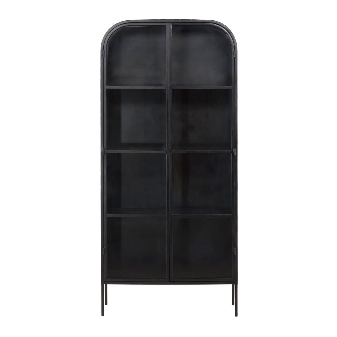 Halen Black Glass Storage Cabinet, front view