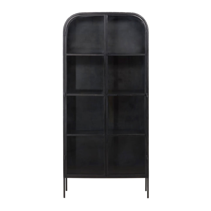 Halen Black Glass Storage Cabinet, front view