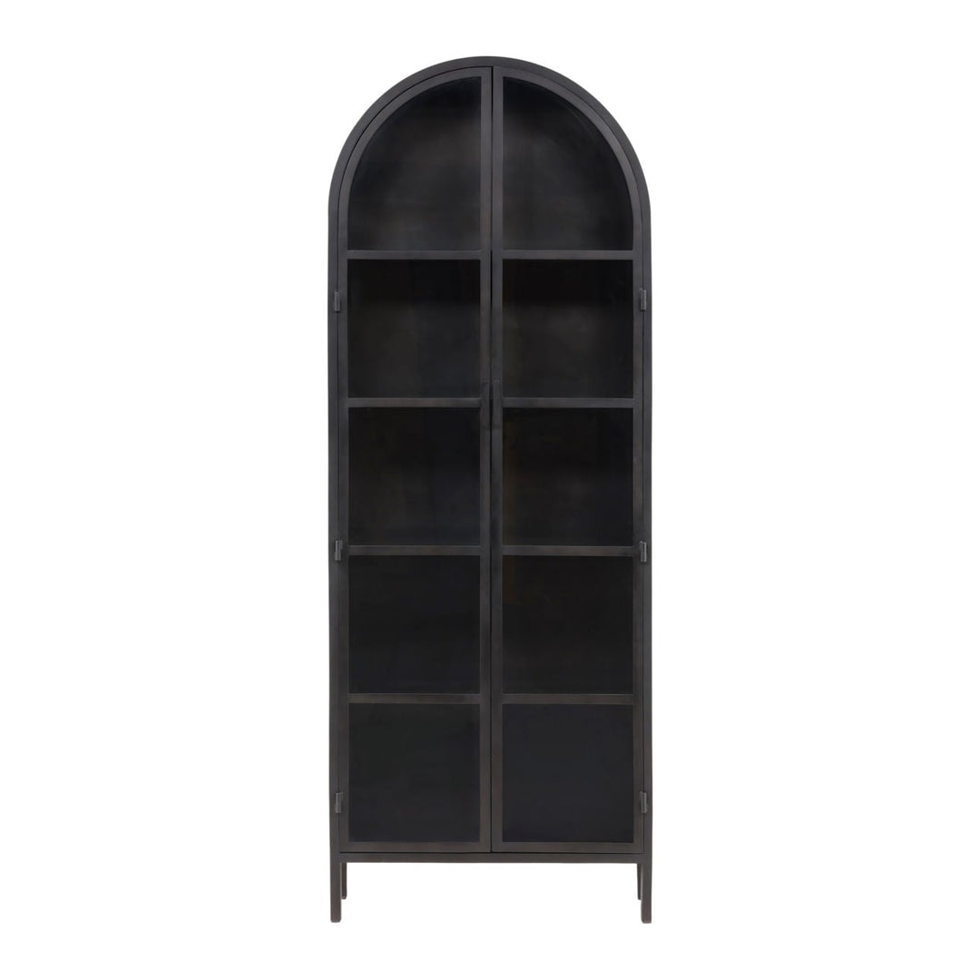 Kira Black Glass Storage Cabinet, front view