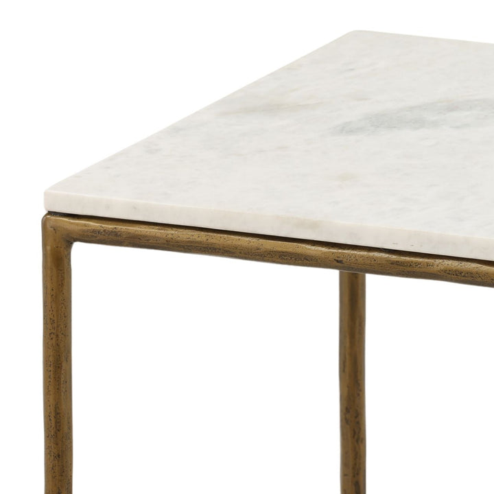 Leni White Marble Side Table, detail 1 view