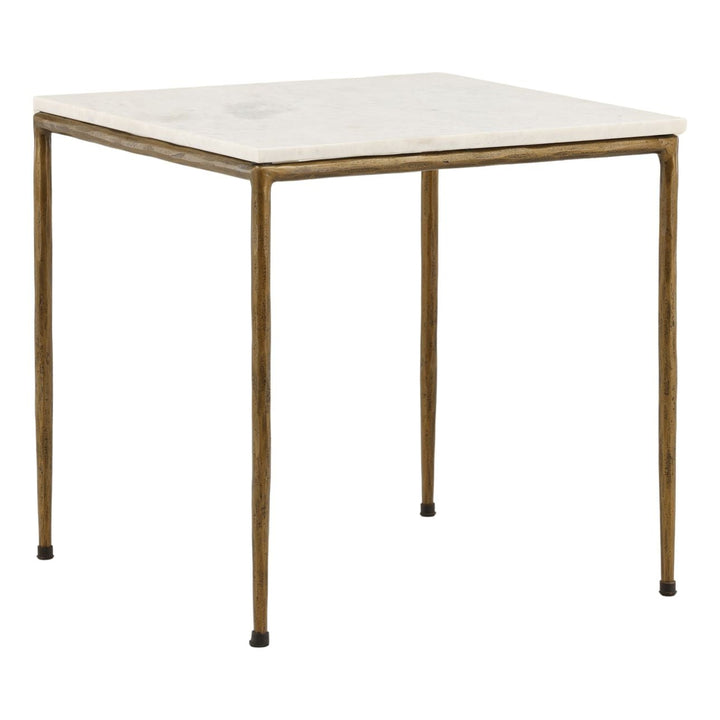 Leni White Marble Side Table, three-quarter studio view