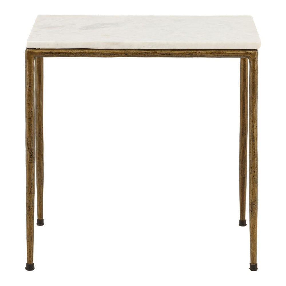 Leni White Marble Side Table, front view