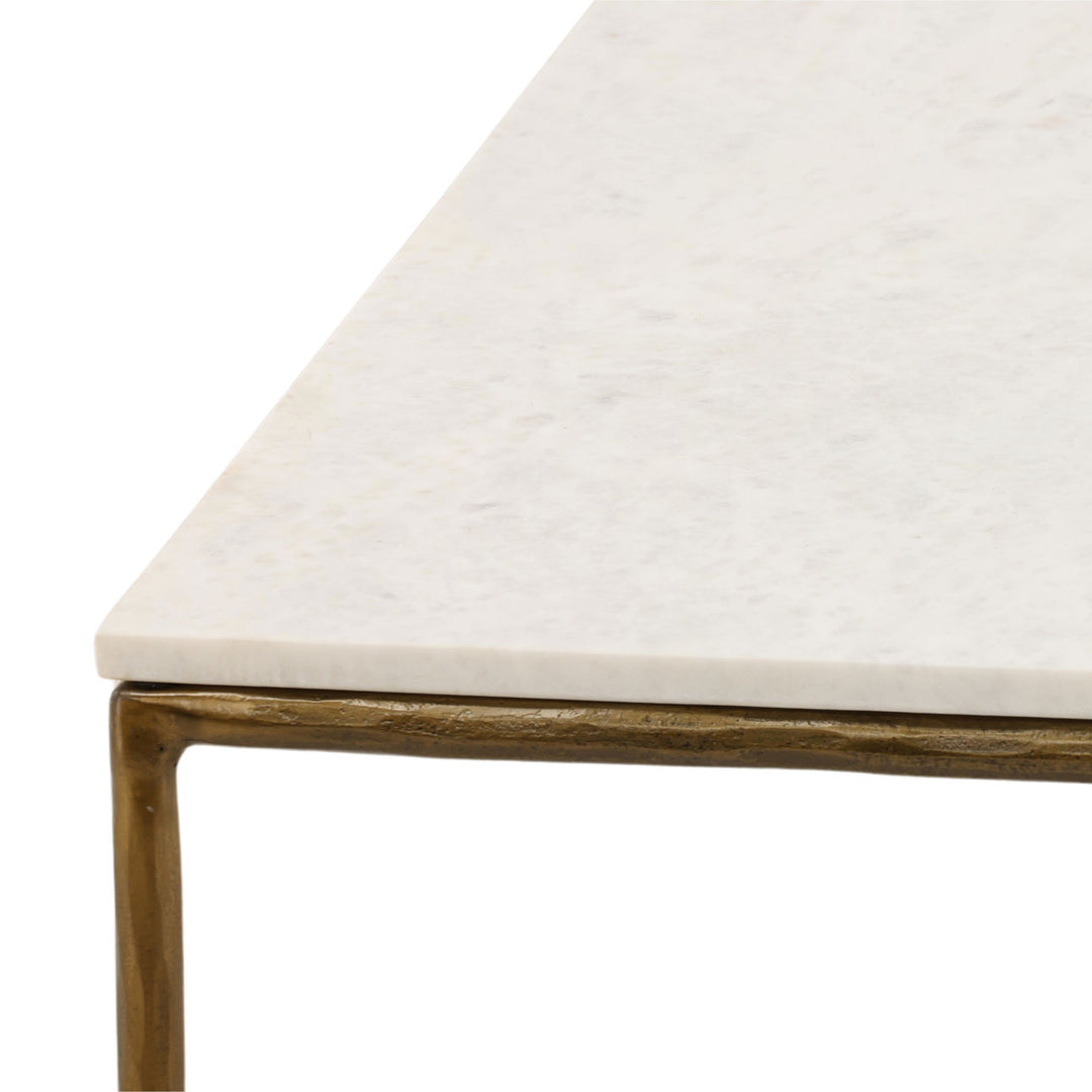 Leni White Marble Coffee Table, detail 1 view