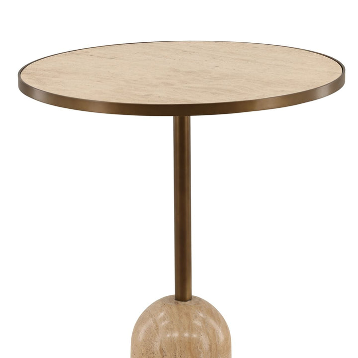 Idren Travertine Iron Bistro Table, detail 1 view