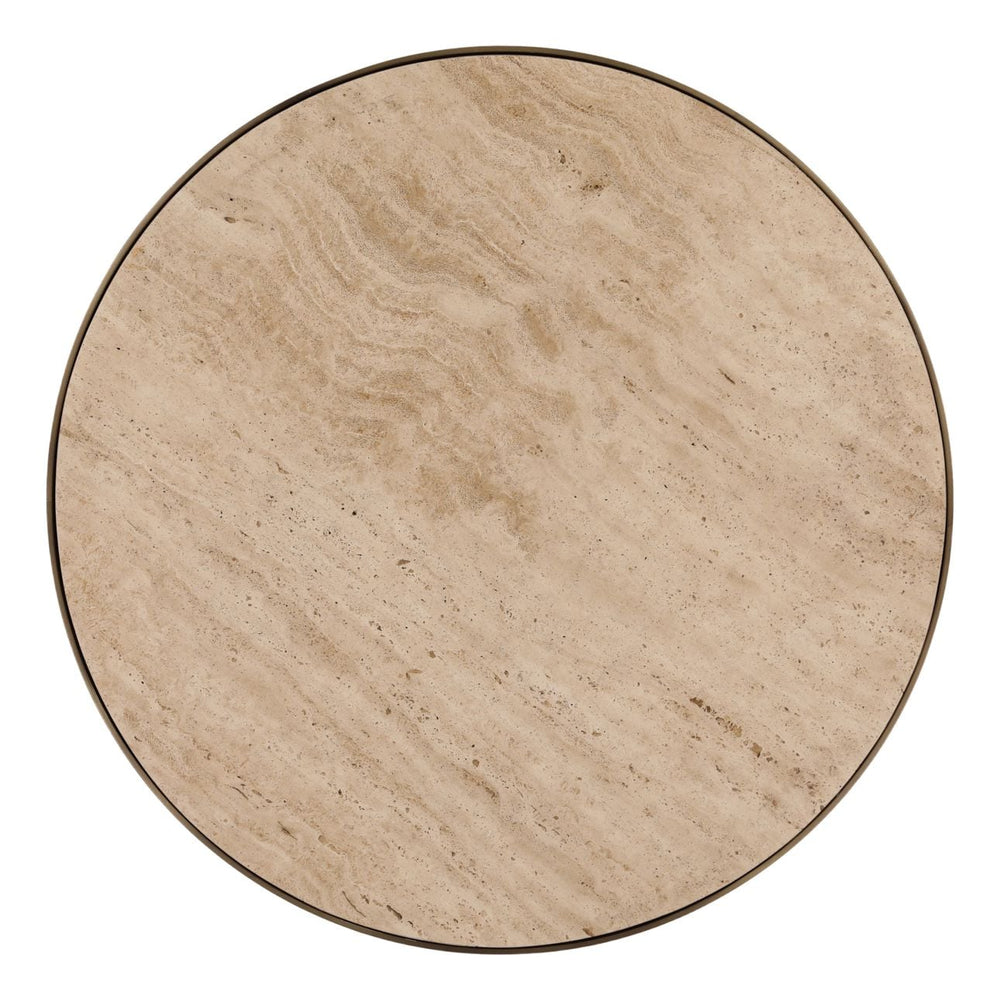 Idren Travertine Iron Bistro Table, overhead view