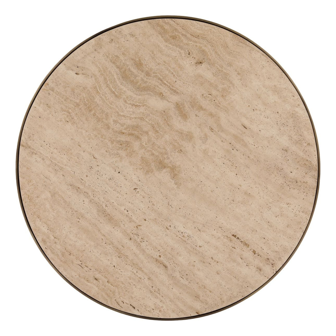 Idren Travertine Iron Bistro Table, overhead view