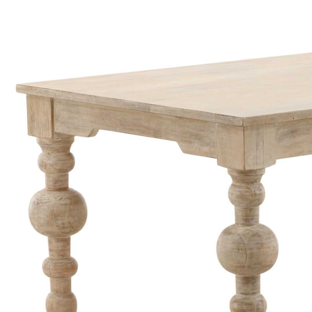 Anya Whitewash Mango Wood Dining Table, detail 1 view