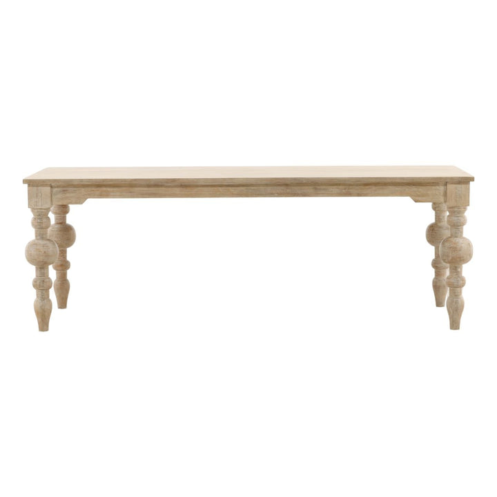 Anya Whitewash Mango Wood Dining Table, front view